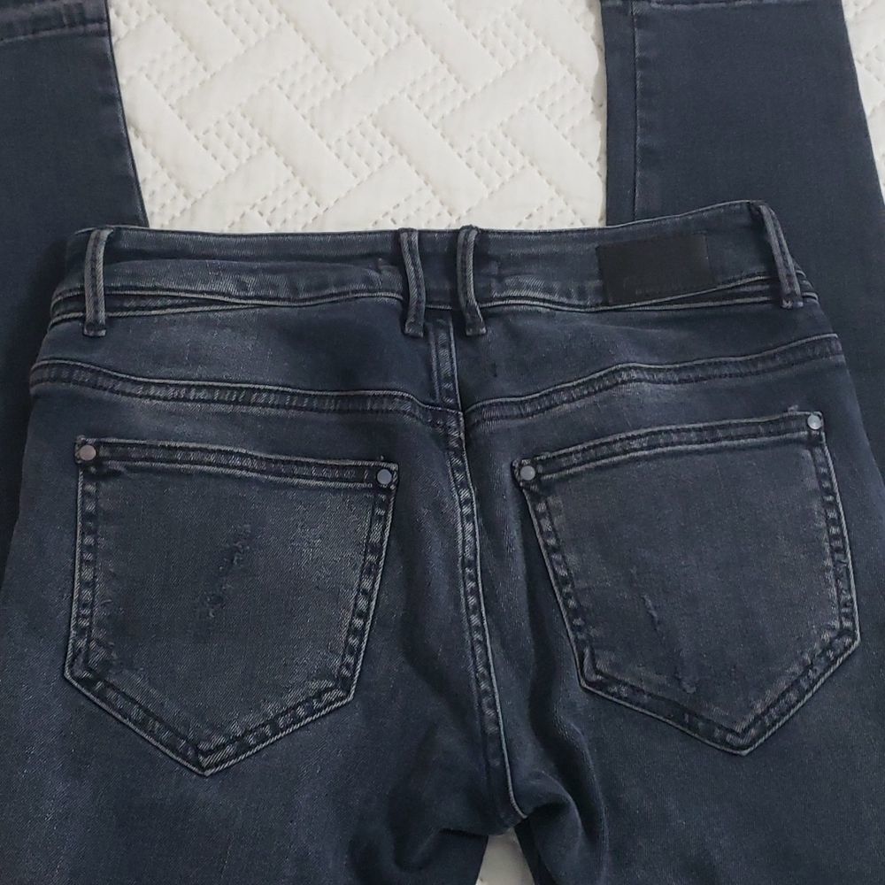 Zara. Basic Denim. Raw Hem Mid -Rise Distressed, … - image 6